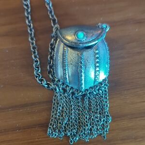 Vintage Gold Pendant Necklace with Turquoise Accent